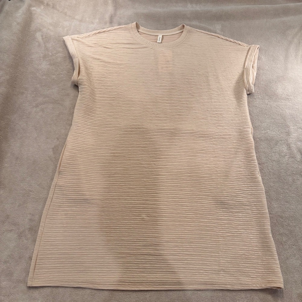 NWT Neutral Textured Shift Dress Coastal Quiet Luxury Minimalist Resort 2XL - Picture 2 of 10